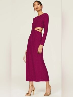 ML Monique Lhuillier PURPLE METALLIC KNIT DRESS SIZE 2 MSRP $495